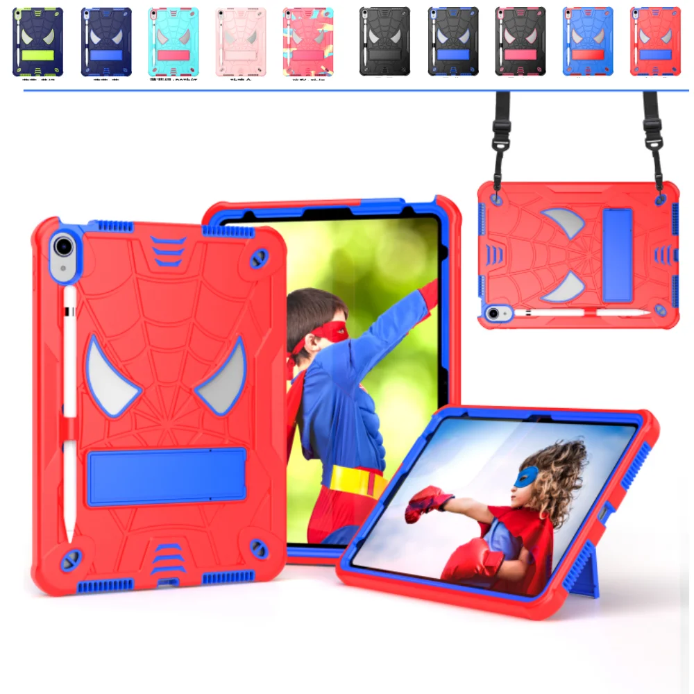 Heavy Duty Protective Case for iPad 11th A16 2025 iPad 10 2022 10th 10.9 inch Spider Web Pattern Cover with Shoulder Straps
