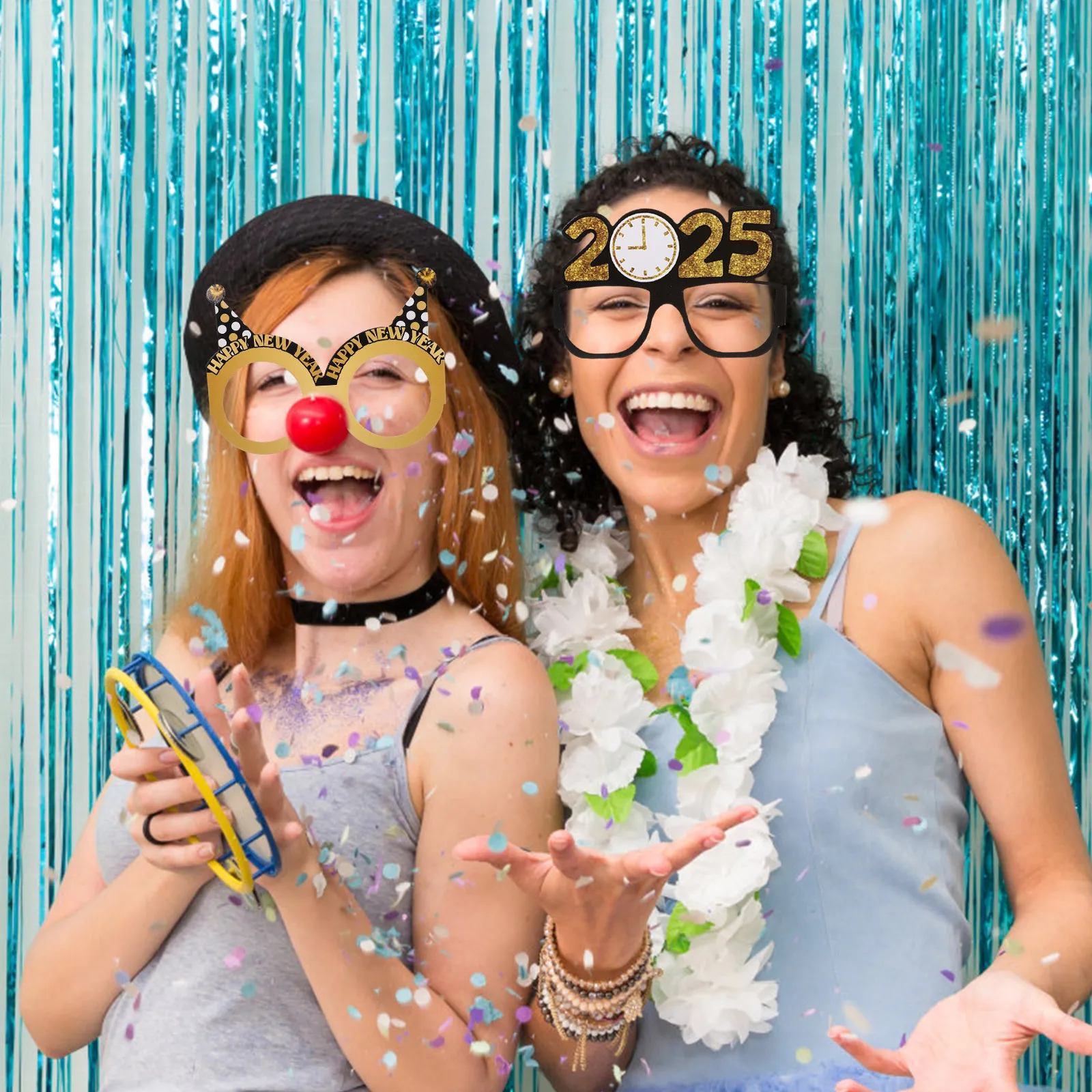 

6Pcs New Year Glasses Lightweight Paper Party Eyeglasses 2025 Celebration Photo Props Funny Party Eyewear New Year Paper Glasses