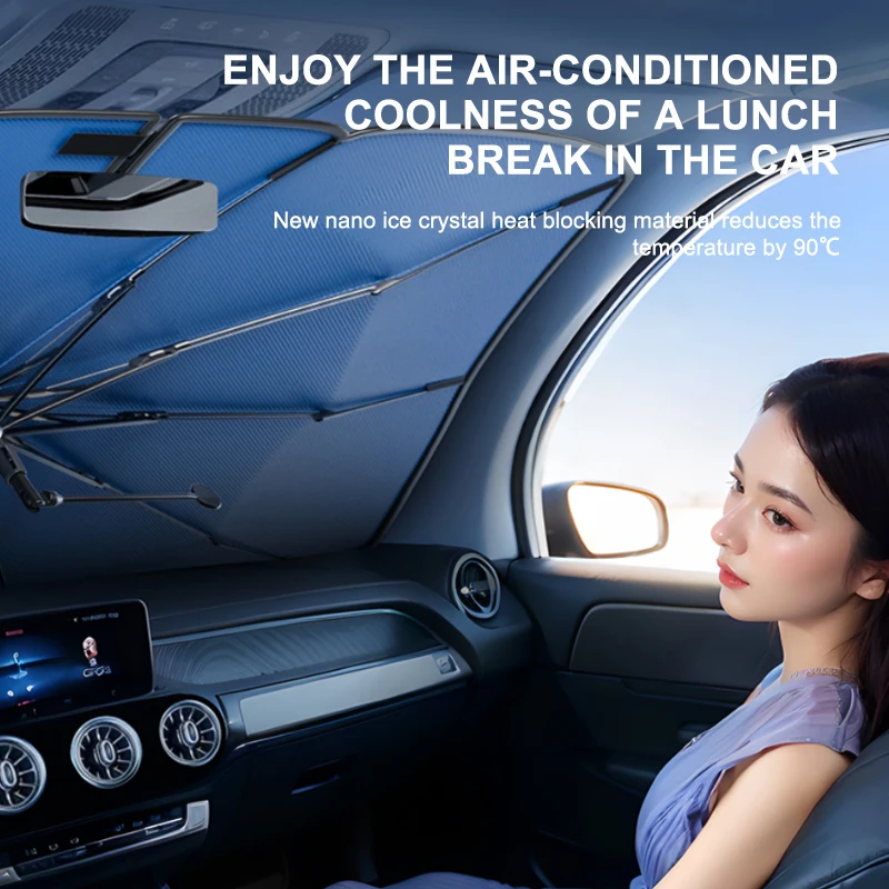 SEAMETAL Car Windshield Sun Shade Umbrella Interior Front  Window Sunshade Parasol Summer Heat Insulation Sun Protection Cover