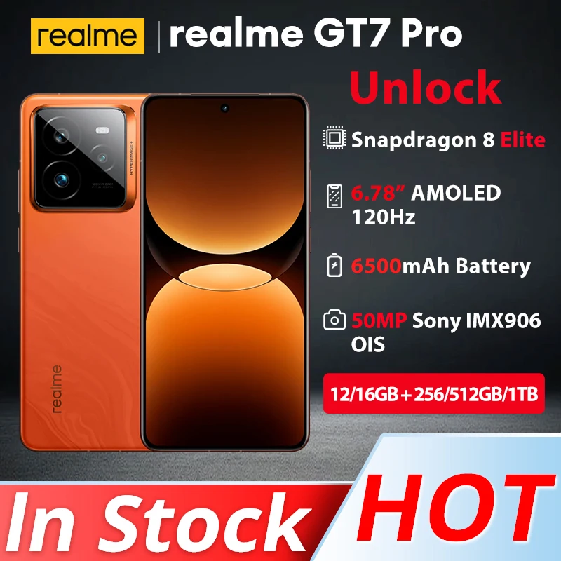 Realme GT7 Pro 5G smartphone 6500mAh 120W Supervooc Snapdragon 8 Elite 6.78 Inch AMOLED 50MP Sony IMX906