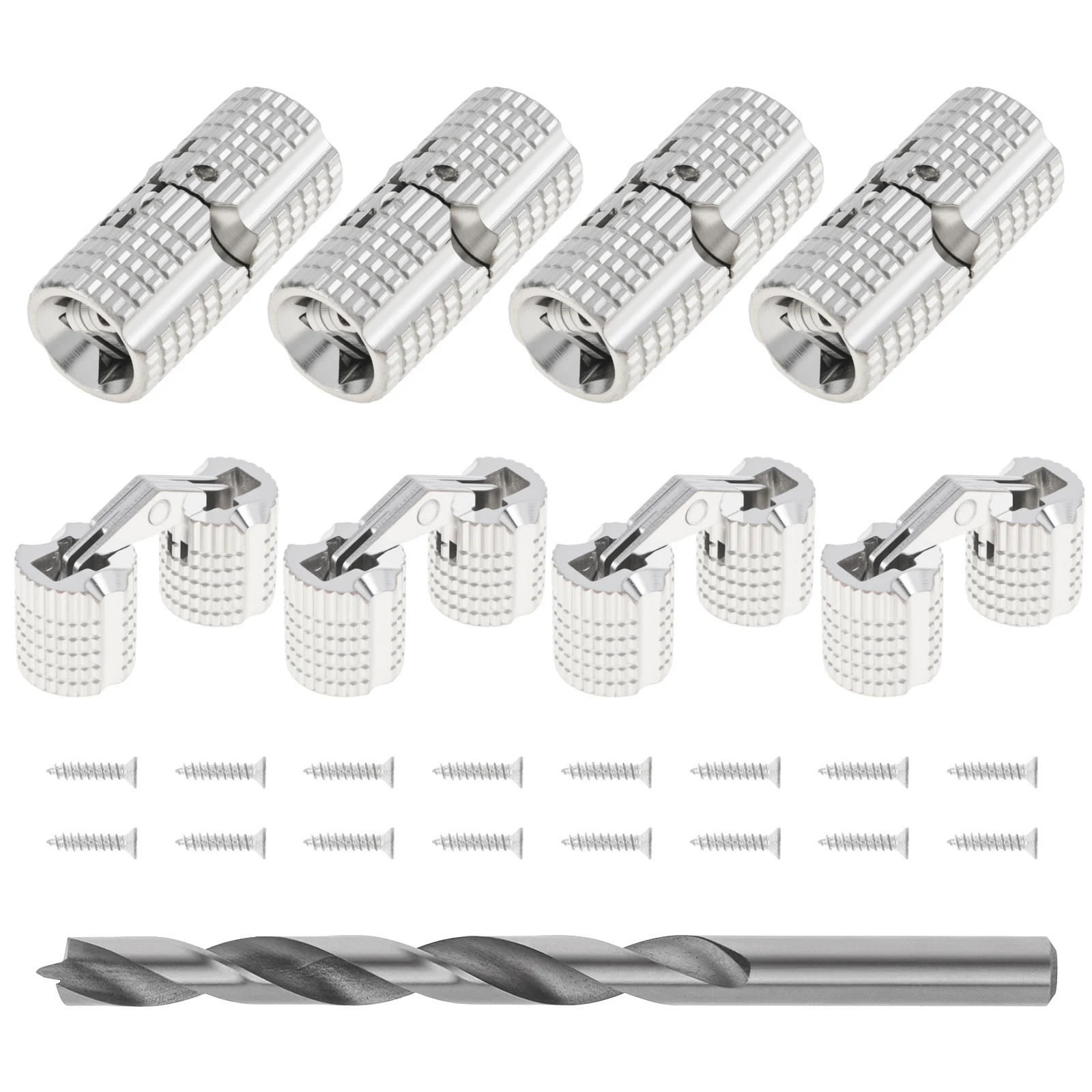 16 pcs 8mm 10mm Hidden Brass Barrel Hinges Set for DIY Jewelry Box Cabinet Concealed Invisible Brass Furniture Hinges Drill Bit