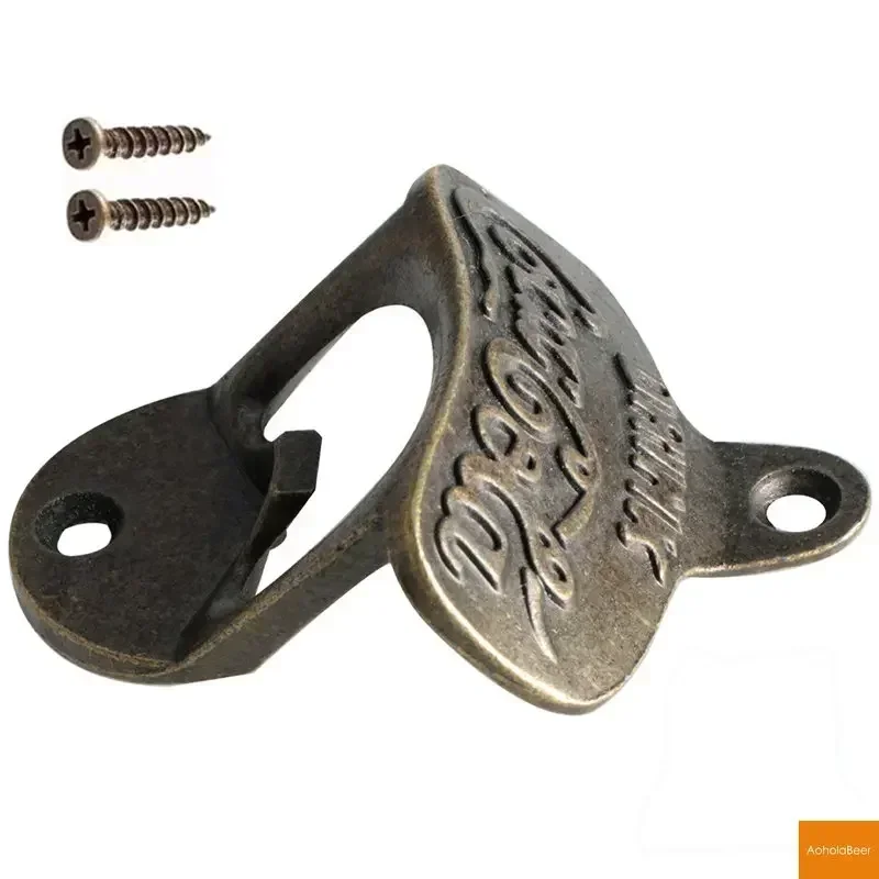 Zinc Alloy Bottle Opener Wall Mounted Vintage Retro Beer Opener Tool Accessories Bronze Color with Screws Bar Decoration Gadgets