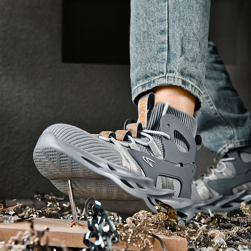 2025 أحذية عمل الذكور أحذية أمان غير قابلة للتدمير الرجال الصلب حذاء مزود بفتحة للأصابع ثقب واقية العمل أحذية رياضية الذكور أحذية الكبار أحذية عمل #4