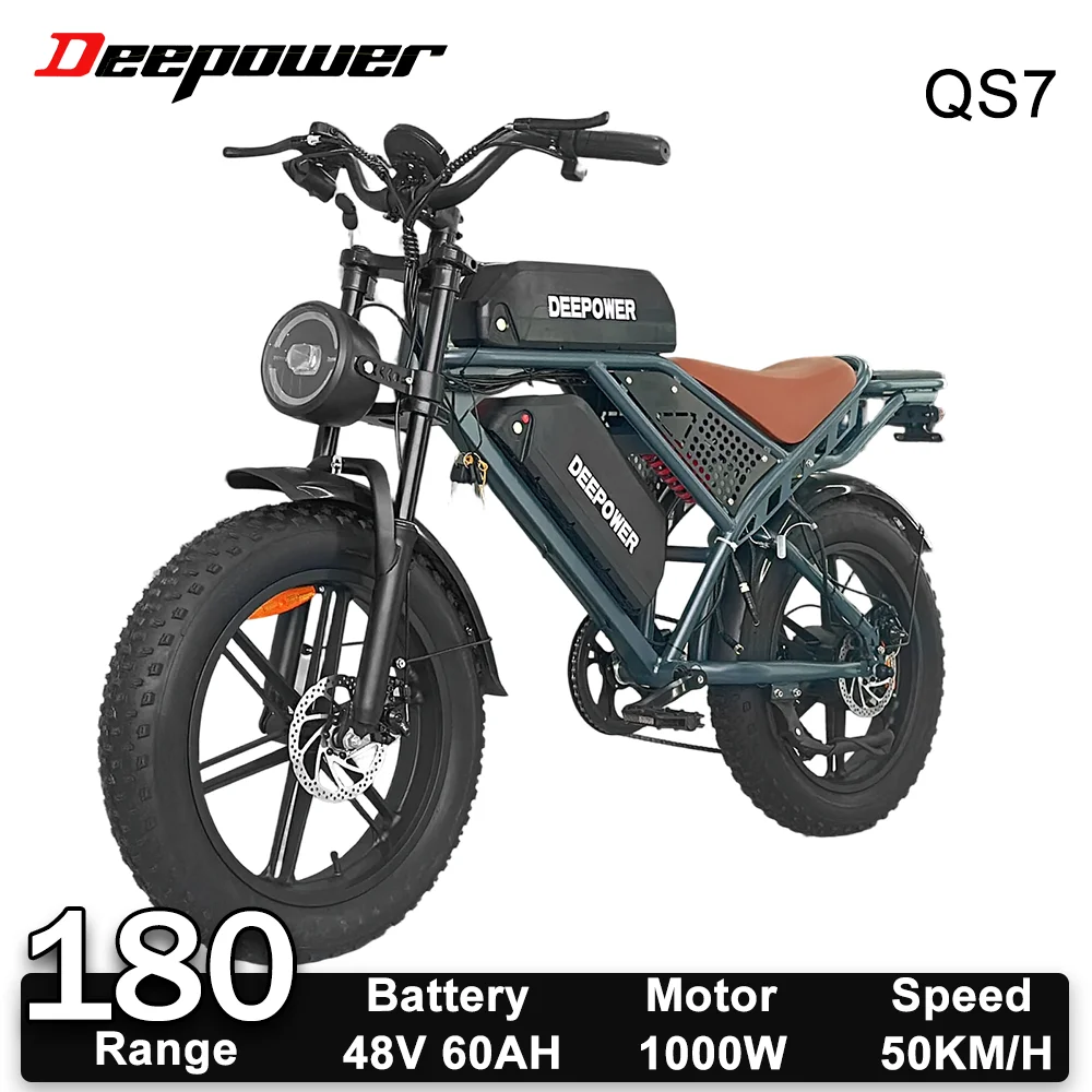 DEEPOWER QS7 Adult Electric Bike 1000W 48V 60Ah Dual Battery Off-Road Electric Bicycle 20 Inch Dual Suspension All-Terrain Ebike image 2