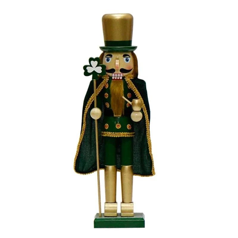 Handcrafts Irish Cape Shamrock Nutcrackers 38cm Figurine Ornament Christmas Patricks Day Home Traditional Decors