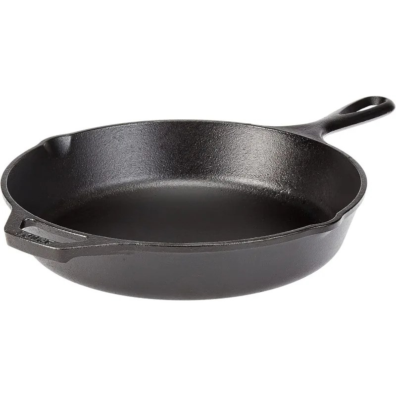 

Cast Iron Pre-Seasoned Skillet – Signature Teardrop Handle - Use in the Oven, on the Stove, or Over a Campfire, Black