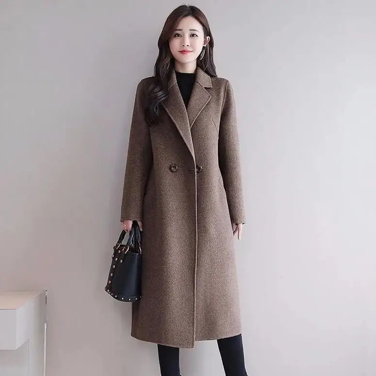 Fashionable Age Reducing Woolen Coat Women's New Mid to Long Style Plus Size Woolen Fabric Korean Version Loose Woolen Coat