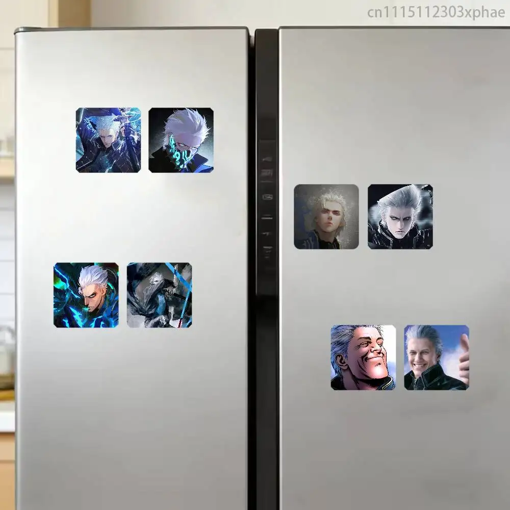 D-Devil May Cry Vergil Cartoon Anime 2-Pack Set Refrigerator Magnets, Soft Magnetic Heat Transfer Refrigerator Magnets Gift