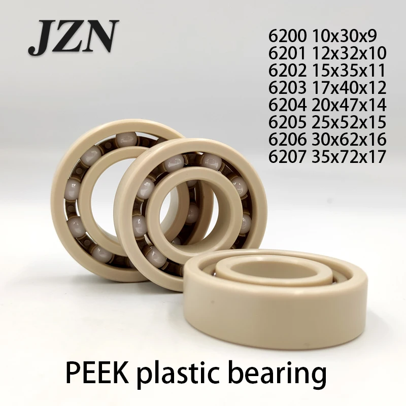 6200 6201 6202 6203 PEEK Plastic Bearings Are Acid and Alkali Resistant 6204 6205 6206 6207 High Temperature Resistance