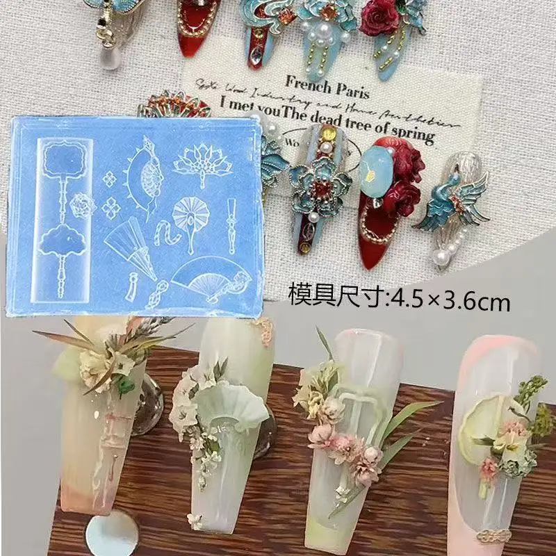 1 szt. Miedziana forma do paznokci w kształcie dzwonka z motywem westernowym, forma akrylowa 3D do paznokci, forma do ręcznego grawerowania, dekoracje do paznokci, silikonowa forma do zdobienia paznokci