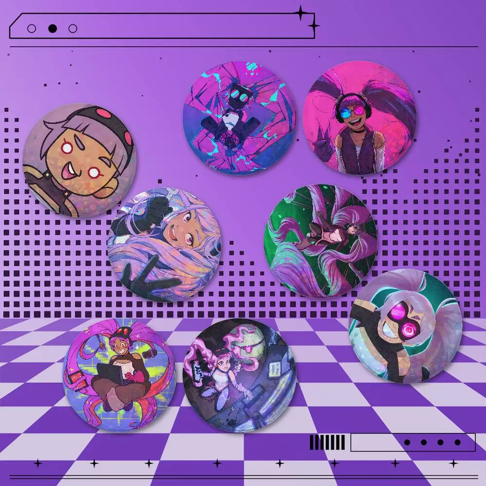 Entrapta Round Holographic Brooch Badges 2 Pieces Set 25/32/44/58/75mm Anime Cosplay Fan Merchandise Bag Hat Backpack Accessorie