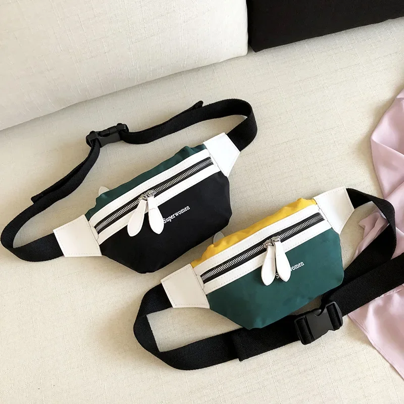 

Canvas Fanny Pack Banana Waist Bag Women Waist Pack Contrast Color Chest Bag Phone Pouch Belly Bag