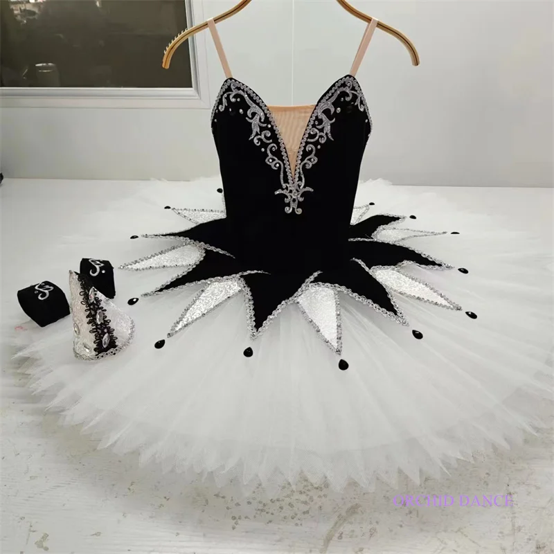 

Профессиональные 12-слойные детские и женские костюмы YAGP Harlequinade для взрослых, черно-белые балетные костюмы-пачки