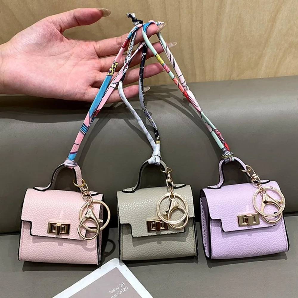 Lipstick Bag Mini Luxury Headphone Bag Key Ring Pendant Leather Coin Bag Coin Purse Small Mini Handbag Keychain Girls Gift