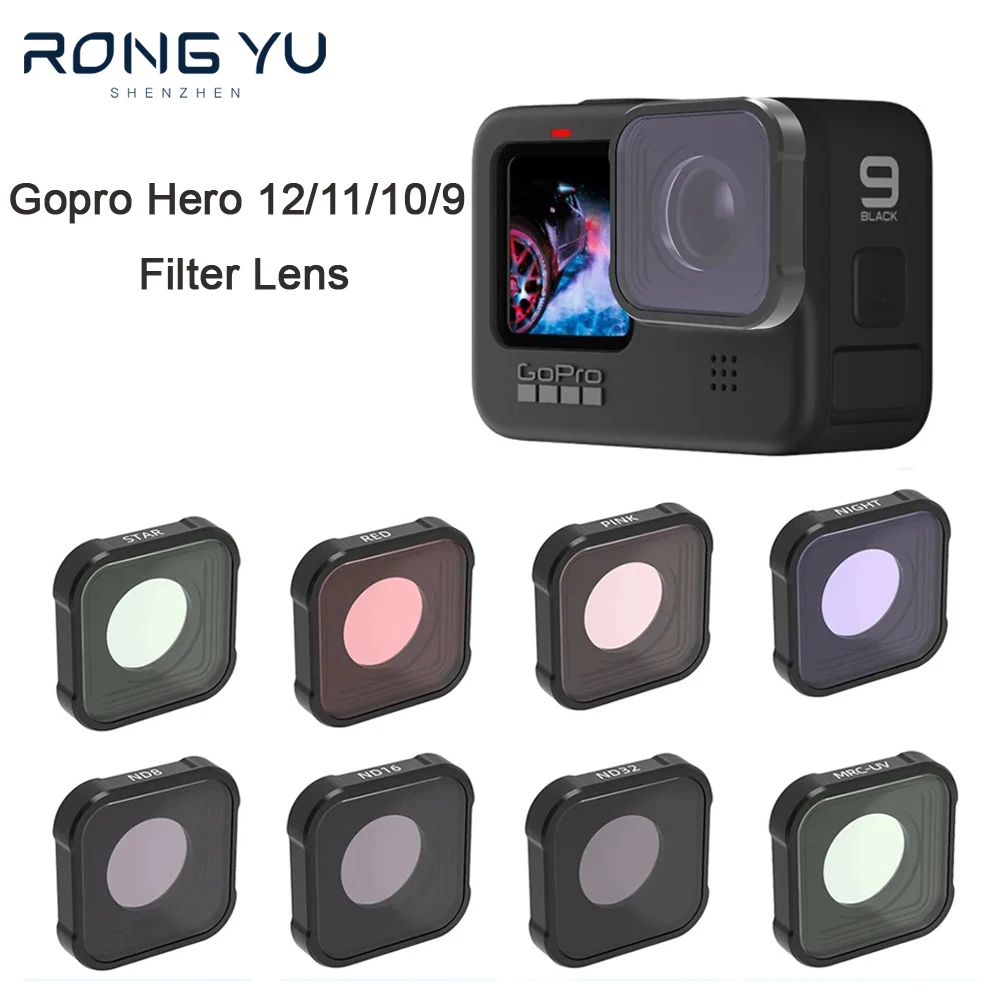 For Gopro Hero 12 11 mini 10 9 Black Camera Filter Lens UV CPL ND ND4 ND8 ND16 ND32 ND64 Macro Diving Red Pink Light Pollution 