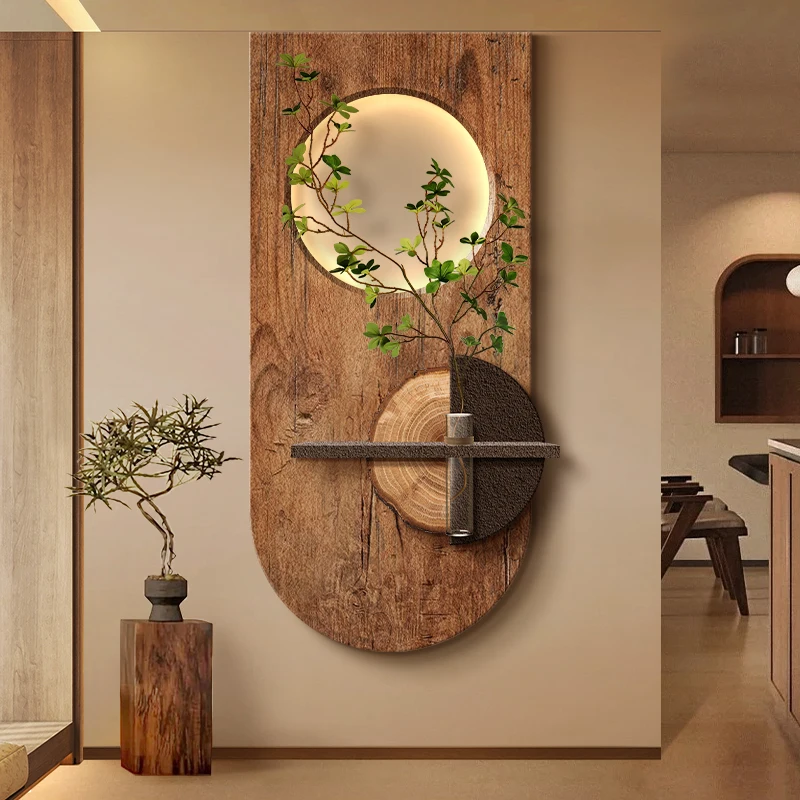 Entrance Decoration Log LED Wall Lamps Green Plant Corridor Hallway Study Modern Hanging Painting Living Room Home Mural Lights