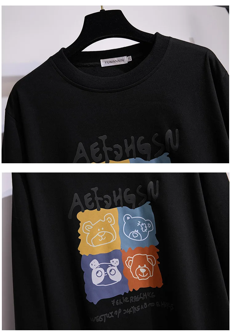 Plus Size 175Kg Women's Bust 170 Spring Autumn New Loose Round Neck Cartoon Sweatshirt Large 6XL 7XL 8XL 9XL 10XL 11XL 6 Colors