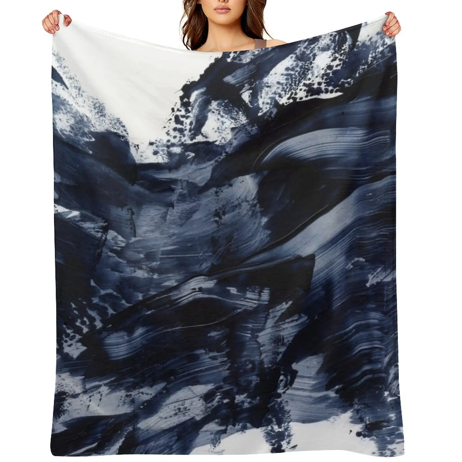 

Dark Navy Gray Acrylic Abstract Painting Throw Blanket Beautifuls cosplay anime Hairys Custom Blankets