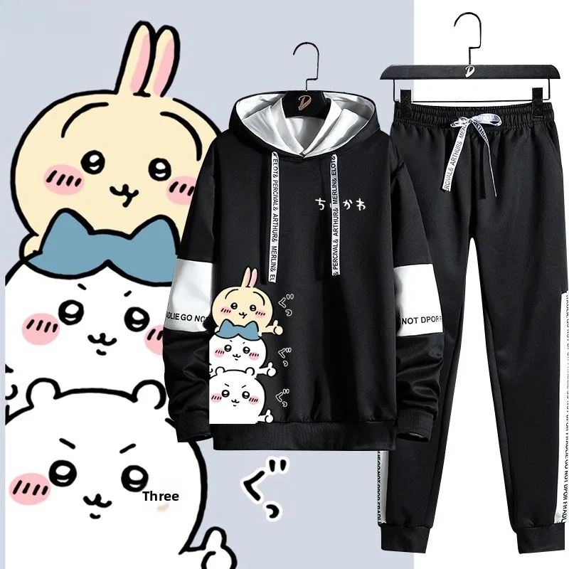 

Cute Couple Sweatsuit Set Small Eight Men's Women's Long Sve Long Pants Faionable Autumn Winter Clothing Ensemble