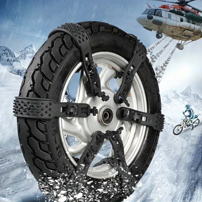 6pcs Winter Snow Tire Chains for Electric Motorcycles - Anti-Slip, Fits 2/3/4 Wheels