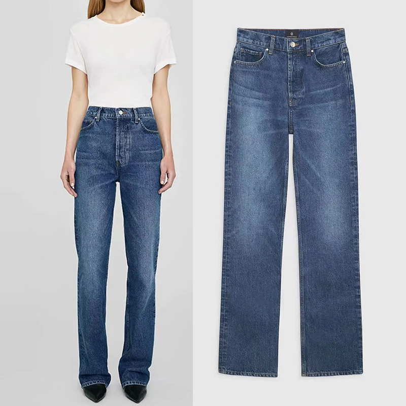 Jean Classique à Jambes Droites pour Femme, Pantalon en Denim Décontracté, Assressentià Tout