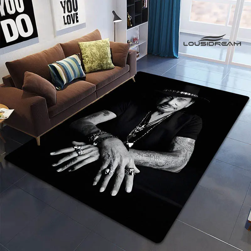 French rock star Johnny Hallyday print rug picnic rug living room bedroom beautiful rug photography props birthday gift