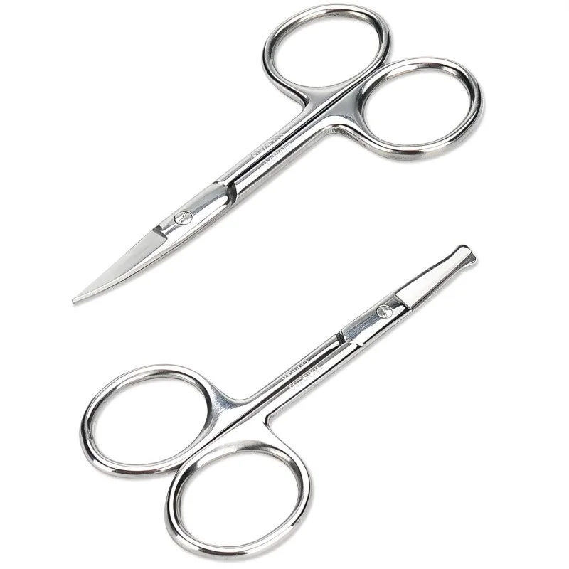 2PCS Safety Grooming Scissors, Curved Round Tip for Eyebrow Nose Beard Ear Hair Trimming