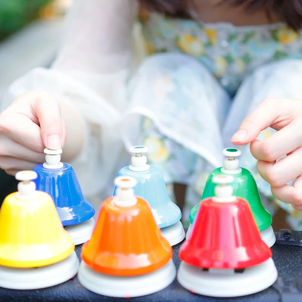 Conjunto colorido de instrumentos musicais Orff para crianças, handbell, 8-nota, brinquedo musical, educação infantil do bebê, lindo presente de Natal