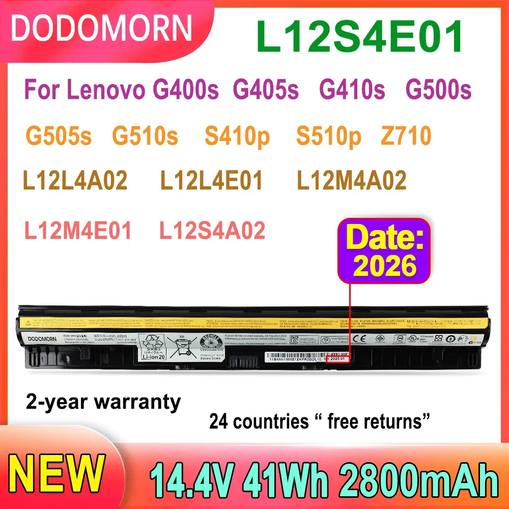 DODOMORN Laptop Battery For Lenovo G400s G405s G410s G500s G505s G510s S410p  Z710 L12L4A02 L12M4A02 Fast Delivery