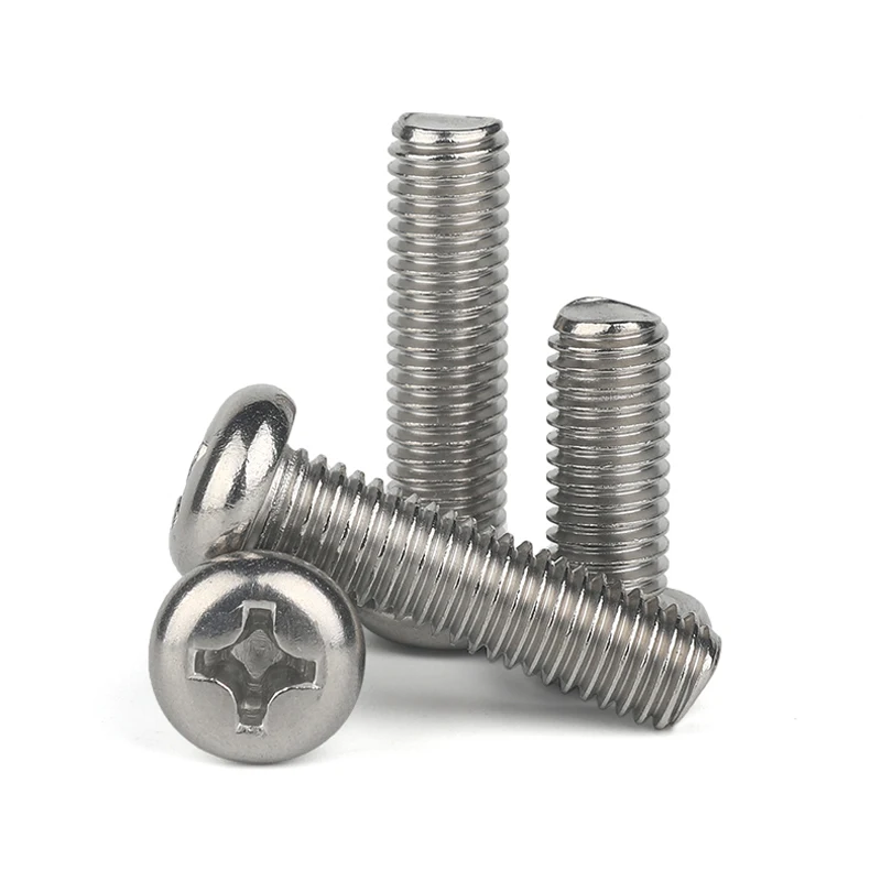 M1/M1.2/M1.4/M1.6/M2/M2.5/M3/M3.5/M4/M5/M6M/8/M10 Phillips Round Head Screws 304 Stainless Steel 50-2pcs