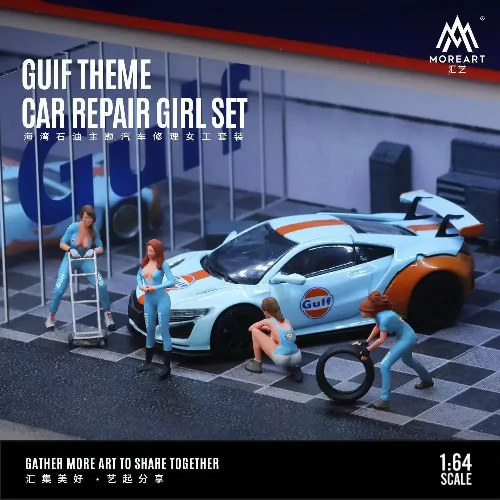 MoreArt 1:64 Resin Figure Lady Repairman Girl Set Gulf Coating Blue