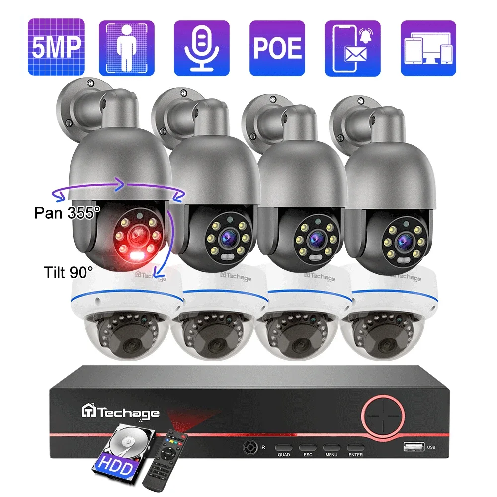8CH 5MP PTZ & Dome POE система камеры защиты безопасности