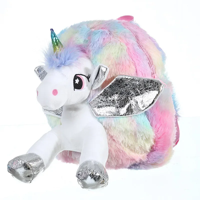 

New Arrival Cute Unicorn Plush Backpack for Kids Cartoon Animal Rainbow School Bag Winter Unisex Shoulder Rucksack