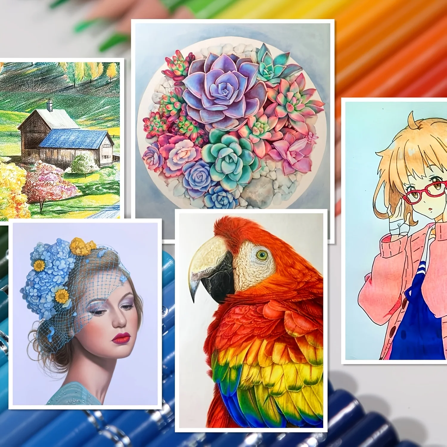 مجموعة أقلام رصاص ملونة 72/120/180/260 - أقلام رصاص على طراز ألوان مائية نابضة بالحياة، قابلة للمسح، مثالية للفنانين والمبتدئين، لوازم فنية