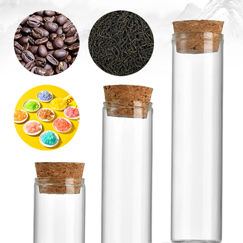 1Pcs Coffee Bean Glass Tube With Wood Tool Bottled Tubes Grain Storage Wooden Sealed Airtight Canisters Coffee Beans Storage