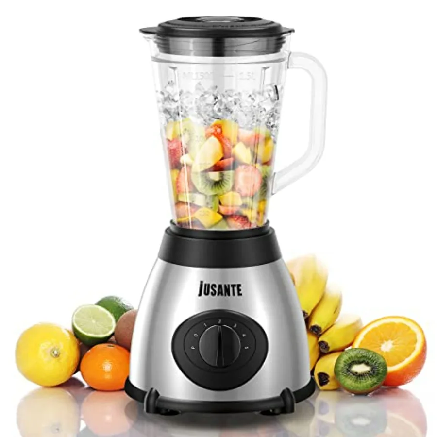 

1000W Professional Smoothie Blender with 48oz Glass Jar for Kitchen Shakes Ice Crusher Frozen Fruit Stainless Steel Blades Tran