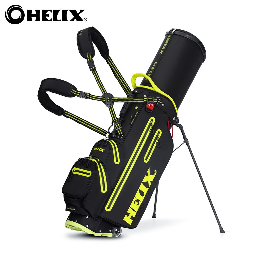 

HELIX Golf Stand Bag with Wheels and Retractable Cover for Traveling, 6 Way Dividers Lightweight Golf Bag