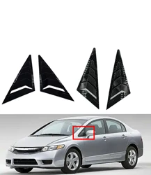 For Honda Civic Sedan 8th 2006-2010 Carbon Car Front Triangle Window Louver Side Shutter Blind Shades Cover Trim Sticker Vent