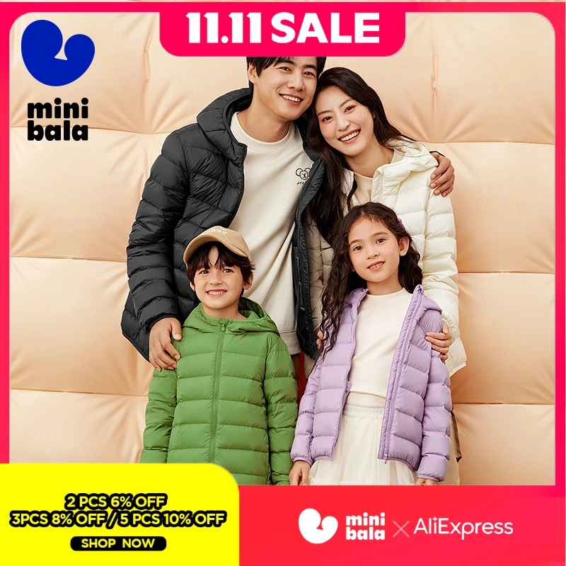 

Mini Bala Down Jacket for Boys and Girls Light and Warm Baby Parent-Child Windproof Trendy Solid Color Outerwear