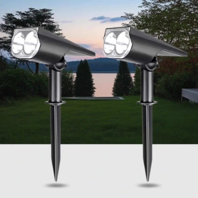 

2 светодиодные уличные солнечные фонари Солнечные точечные светильники Ландшафтные прожекторы 270 ° Регулируемая светодиодная лампа для украшения сада