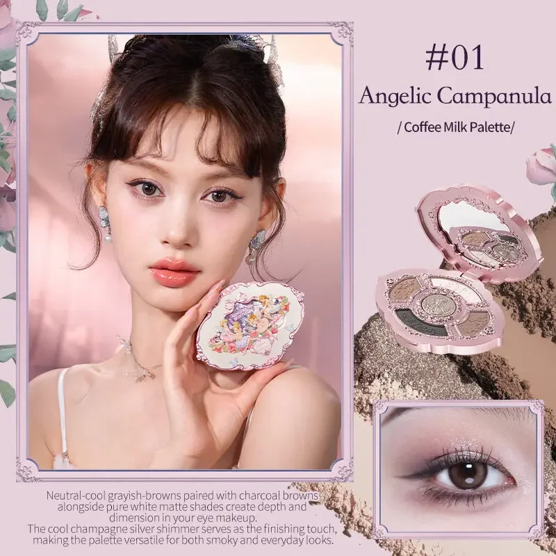 Flower Knows Midsummer Fairytales 5-Color Eyeshadow Palette Butterfly Aesthetic Pigmented Shimmer Fairycore Makeup Palette
