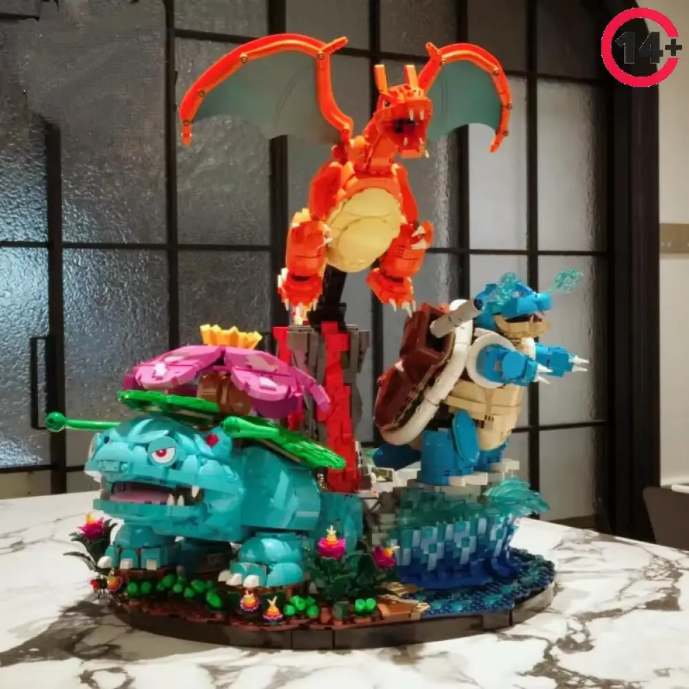 

2026 Building Blocks Set Venusaur Charizard Blastoise 3 Figures Creative DIY Assembly Bricks Home Decor Model Toy Gift 6838PCS