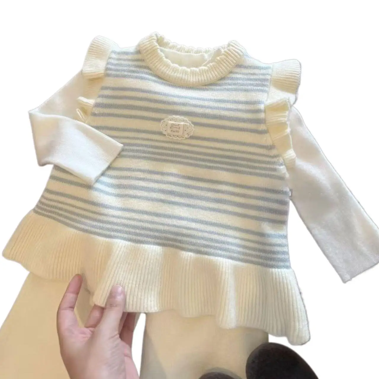 Baby Sweet Vest 2026 Girls Cute Nice Fall New Ruffled Outer Layer Layering Knit Strappy Sleeveless Vest