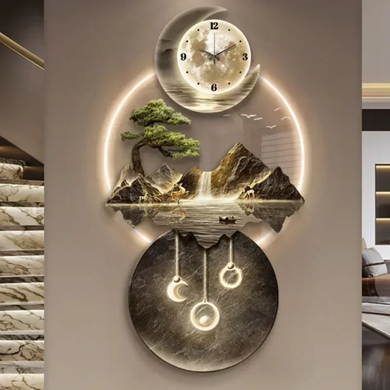Customizable Chinese Style Luminous Wall Watch Modern Big Size Cute Interior Mechanism Wall