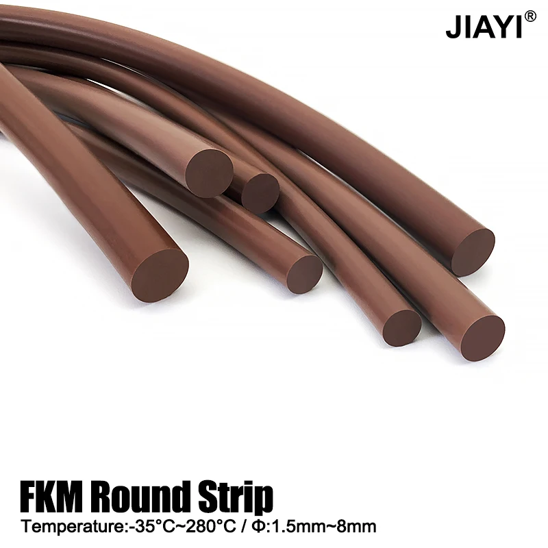 

Dia1.5~8mm FKM Round Sealing Strips Brown O-ring Rope Solid Rubber Strip Chemical Resist Oil Resistance High Temp Not Foaming
