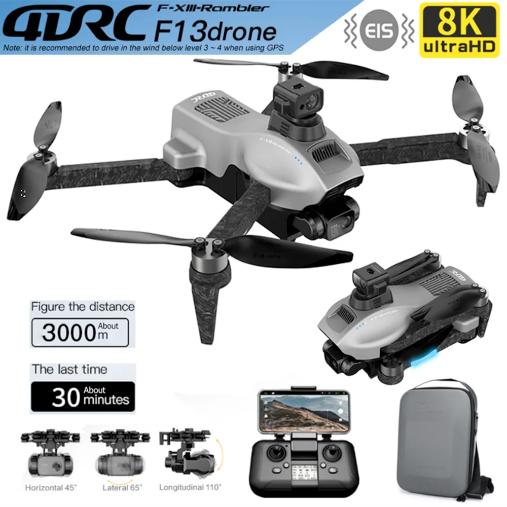 F13 Drone 8K Profesional GPS 5 km FPV droni con fotocamera HD EIS 3-axis Anti-Shake Gimbal evitamento ostacoli elicottero giocattoli RC