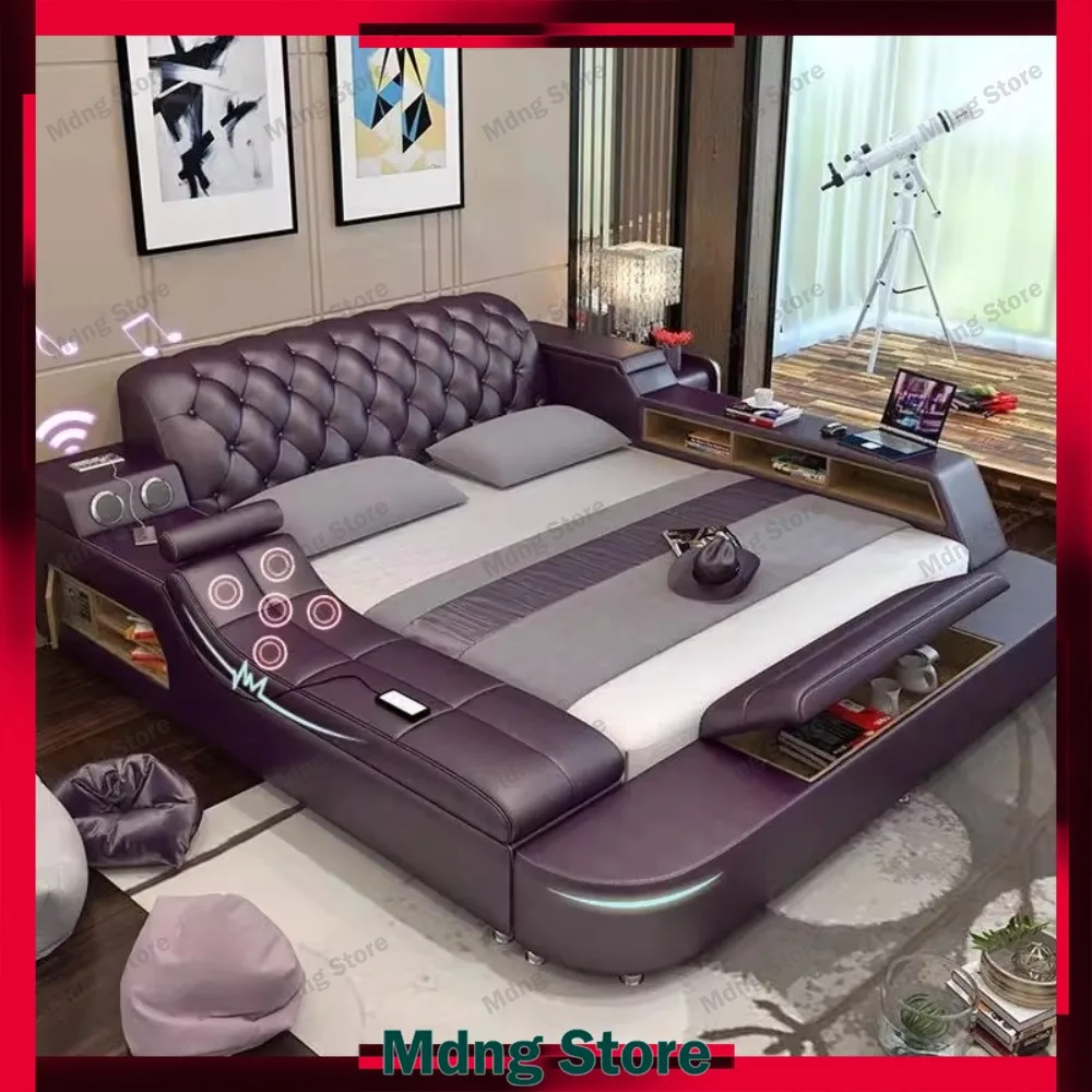 

Queen Minimalist Bed Unique Organiser Bedroom Smart Beds Speaker Lounge Cama De Lujo Para Dormitorio Furniture Decoration