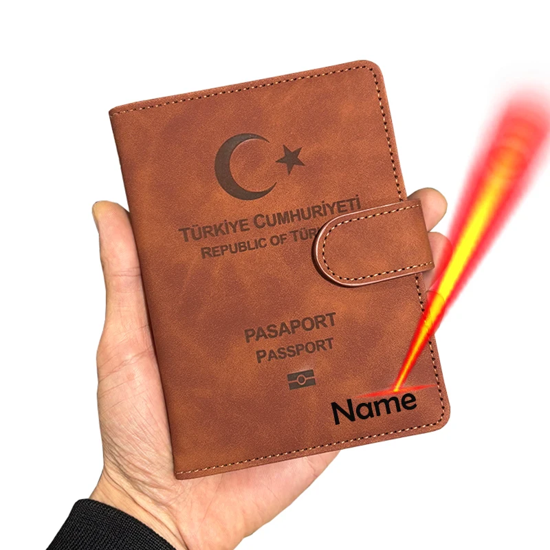 Customized Turkey Passport Cover with Names Türkiye Women Men Protector Pu Leather Passport Case Travel Accessories