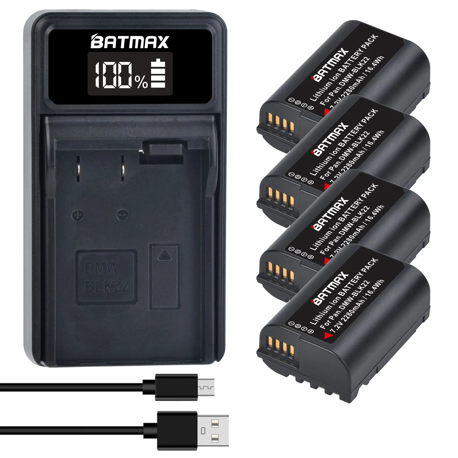 Batmax DMW-BLK22 BLK22 Akumulator + Ładowarka LED USB do aparatów Panasonic LUMIX DC-S5 DC-S5K GH5 GH6 S5II S5IIX S5M2 S5M2X GH5M2