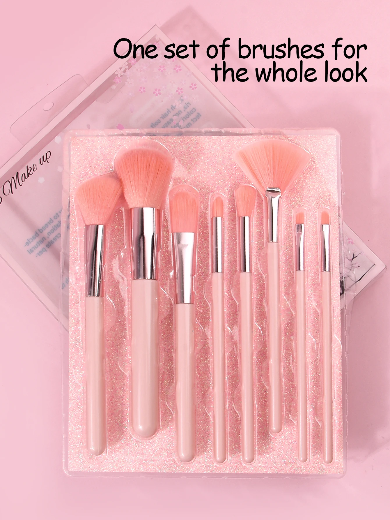 High appearance level Pink box 8 makeup brushes Soft hair loose powder Setting brush Blush brush Full set of makeup brushes